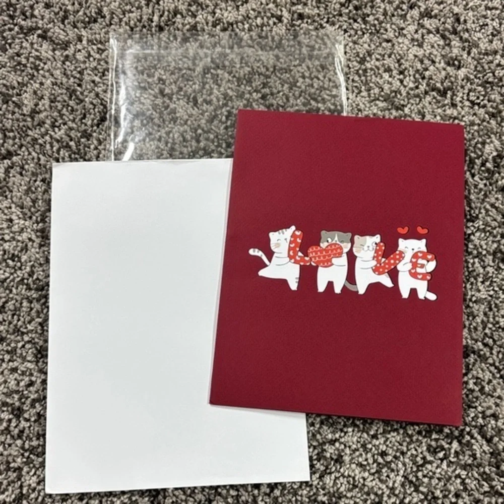 Cute Cat Love 3D Greeting Card